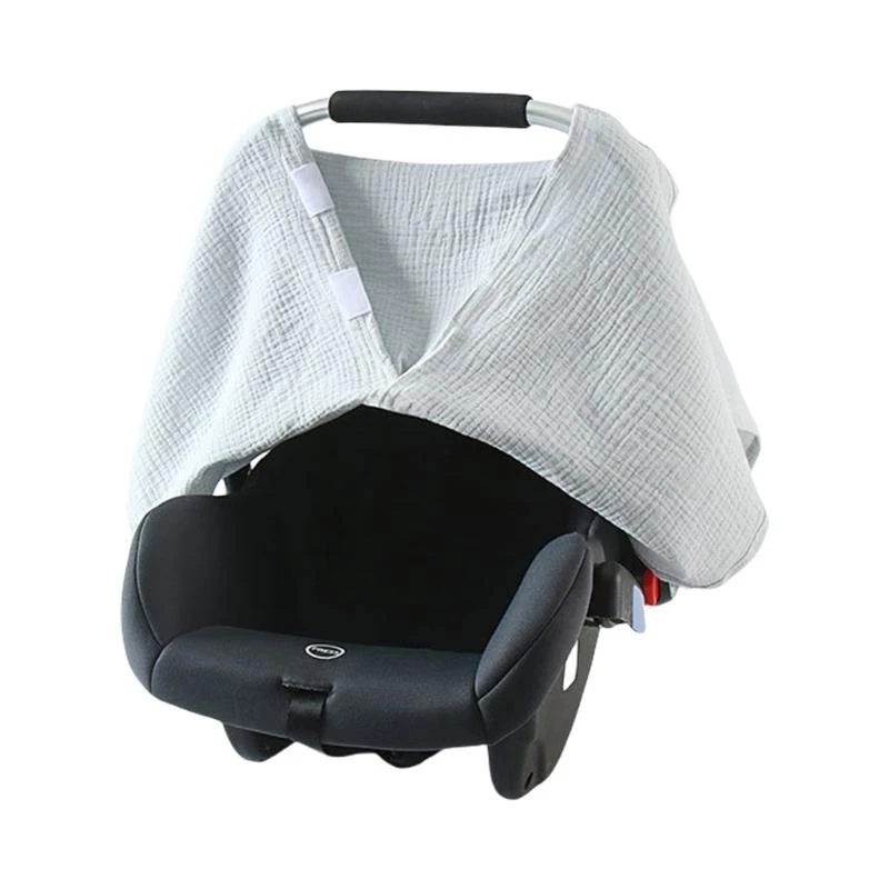 Muslin Baby Carseat Cover Lightweight Infant Canopy Soft Breathable Strollers Sleeve Color for Boys and Girls 425F