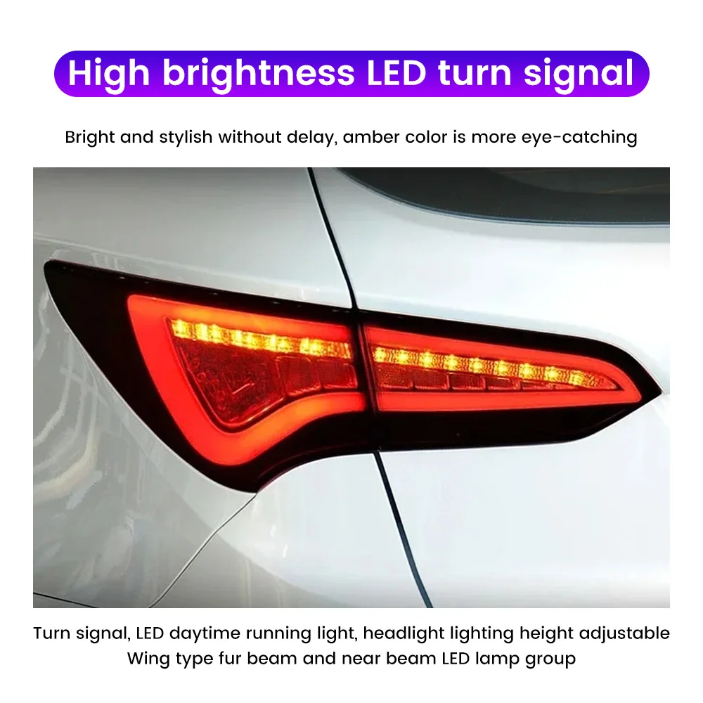 

Pair of Car Tail Light Assembly For Hyundai IX45 2013-2014 LED DRL Brake Light Flowing Water Flicker Tail Lamps Tailights