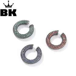 THE BLING KING Crushed Ice Ear Cuff In Black Plated Micro Paved Cubic Zirconia Glitter Non-Pierced Cartilage Earring Jewelry