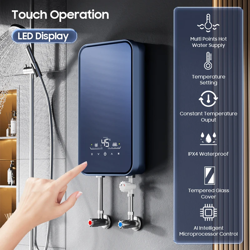 Commercial 18kW/24kW Electric Tankless Geyser Hot Water Heaters Instant for Household Hotel Bathroom Showers 3 Phase Whole House