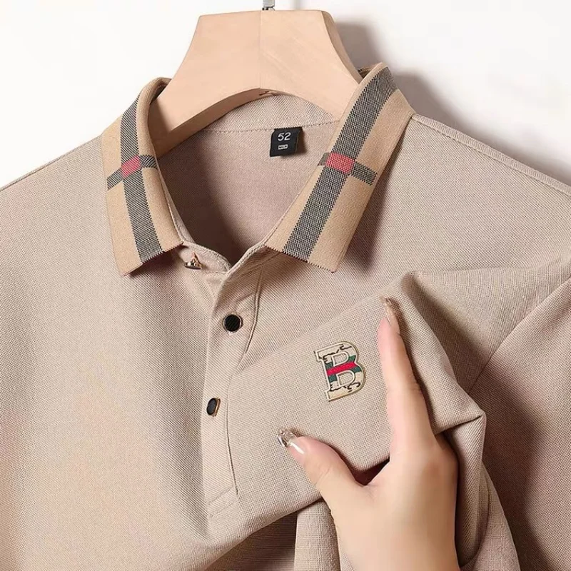 High-end design exquisite ice silk embroidery breathable T-shirt 2026 summer men's golf fashion short-sleeve Polo
