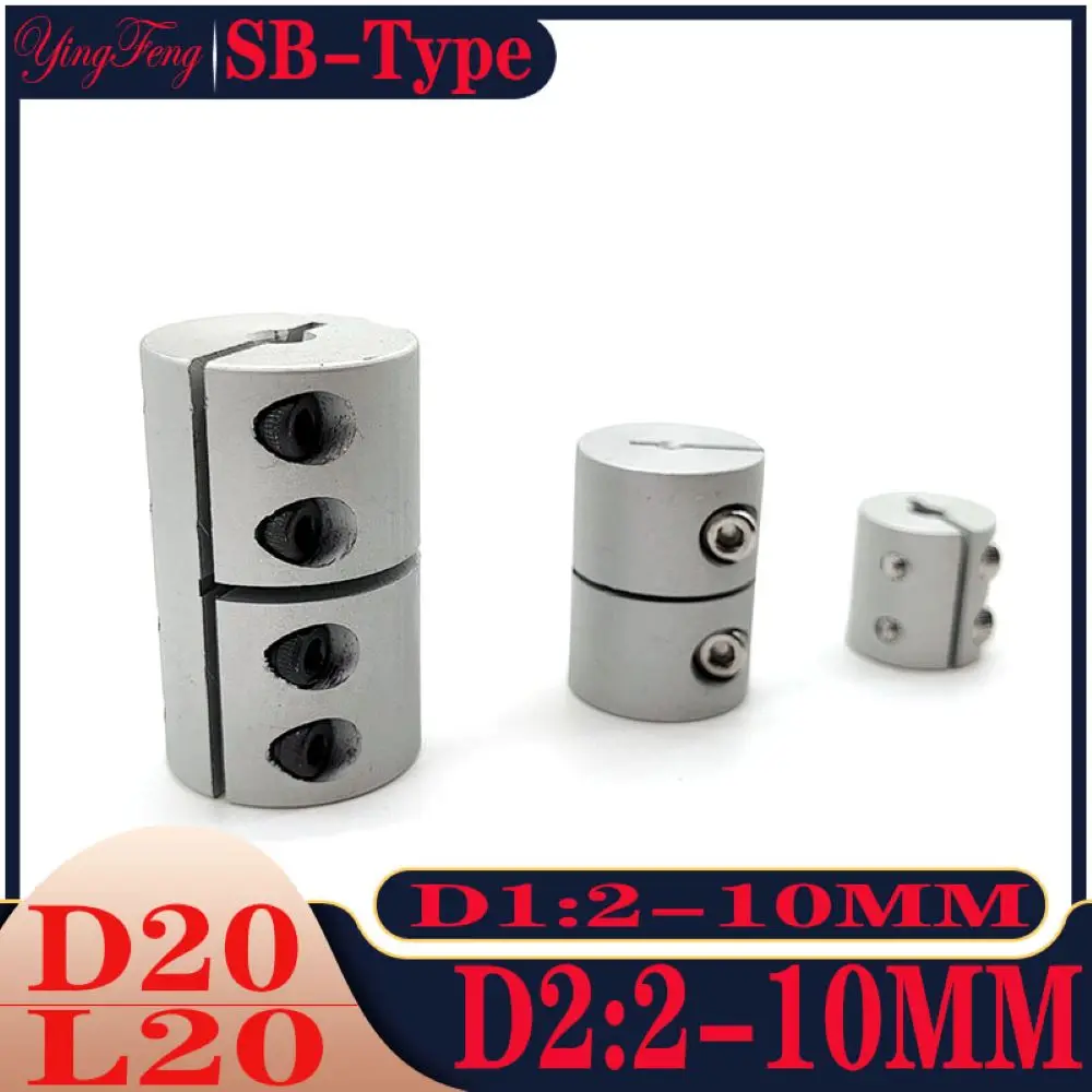 

D20 L20 SB Aluminum Alloy Rigid Coupling Clamping Rigid Motor Screw Coupling Inner Iameter D1-D2 2MM-4MM-5MM-6MM-6.35MM-8MM-10MM