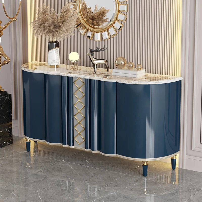 

Italian light luxury door cabinet solid wood post-modern simple style dining side cabinet entry foyer shoe cabinet rock slab