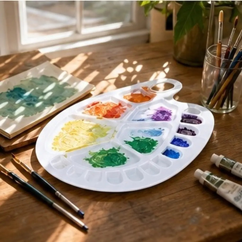 Paint Tray 18 Grids Thumb Hole Watercolor Palette Multi-Functional Nail DIY Gouache Acrylic Painting Supplies Watercolor Palette