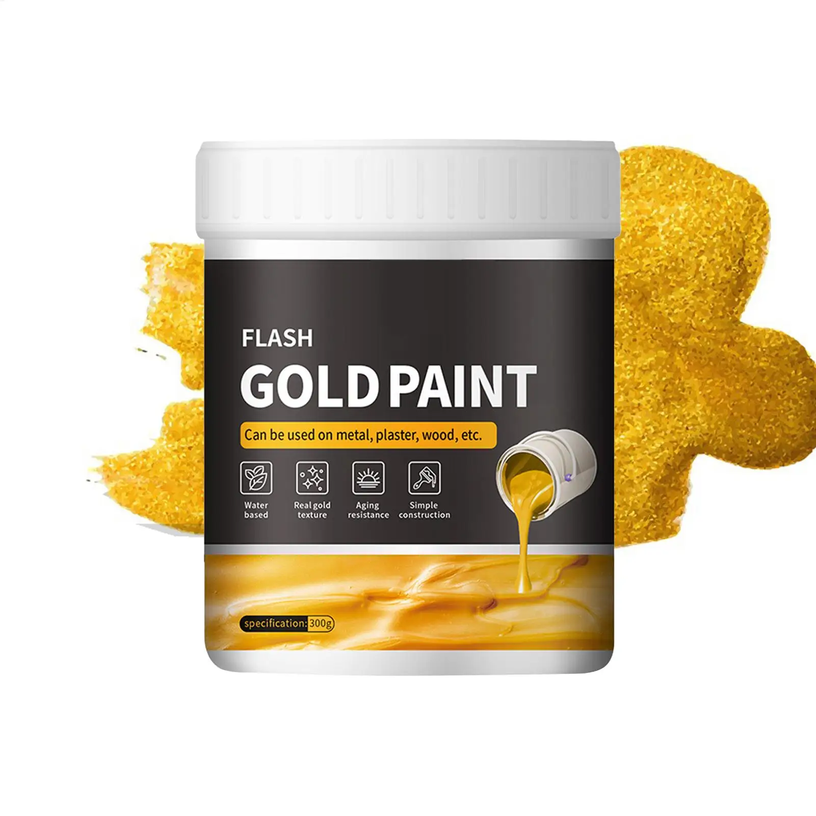 300g Non-Fading Liquid Gold Foil Paint Goldleaf Paint Water-based gold leaf paint Gold powder paint Liquid Gold Foil Paint view 4
