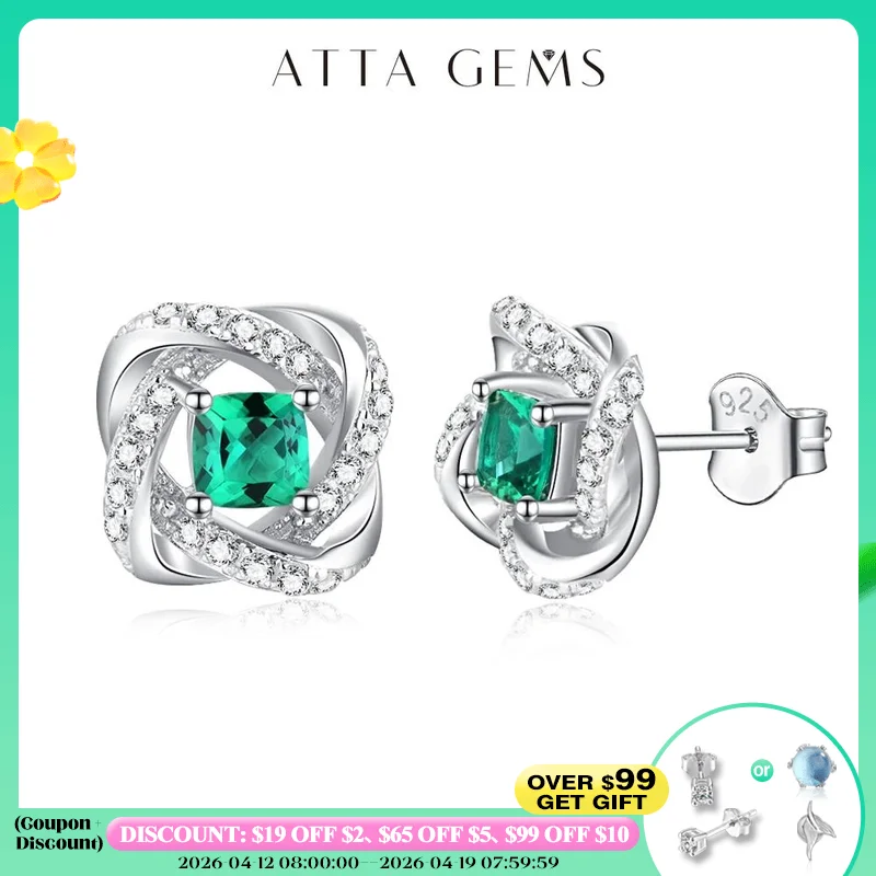 

ATTAGEMS Vintage 100% 925 Sterling Silver Emerald Lab Grown Diamonds Ear Studs Cocktail Party Earrings Fine Jewelry Wholesale