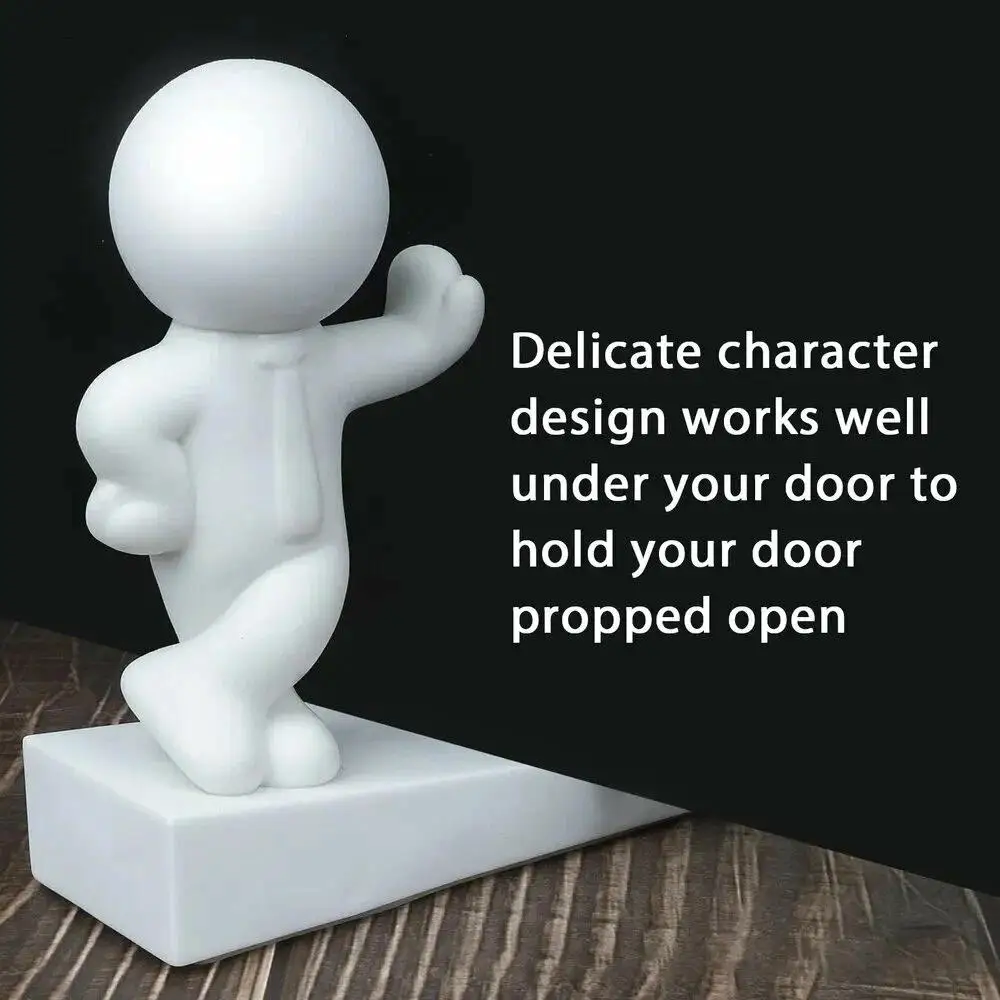 White Humanoid Door Stopper Cartoon Decor Door Stop Non-slip No Drilling Door Stopper Anti Collision Action Figure Door Bumper - view 4