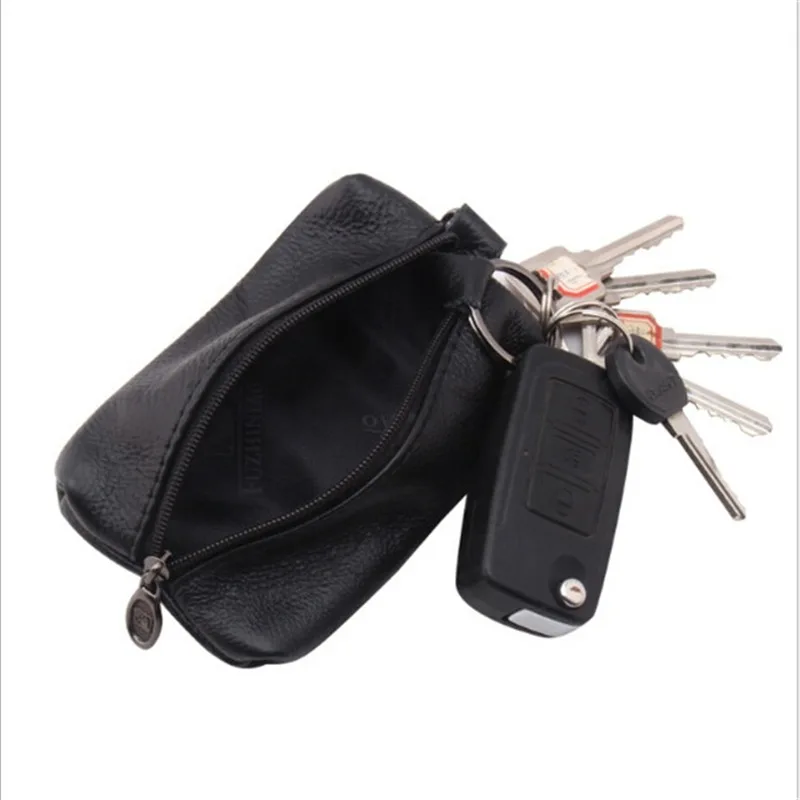 Genuine Leather Man Key Wallets Short Women Men Key Holders Keys Organizer Zipper Car Key Chain Wallet Keychain Housekeeper