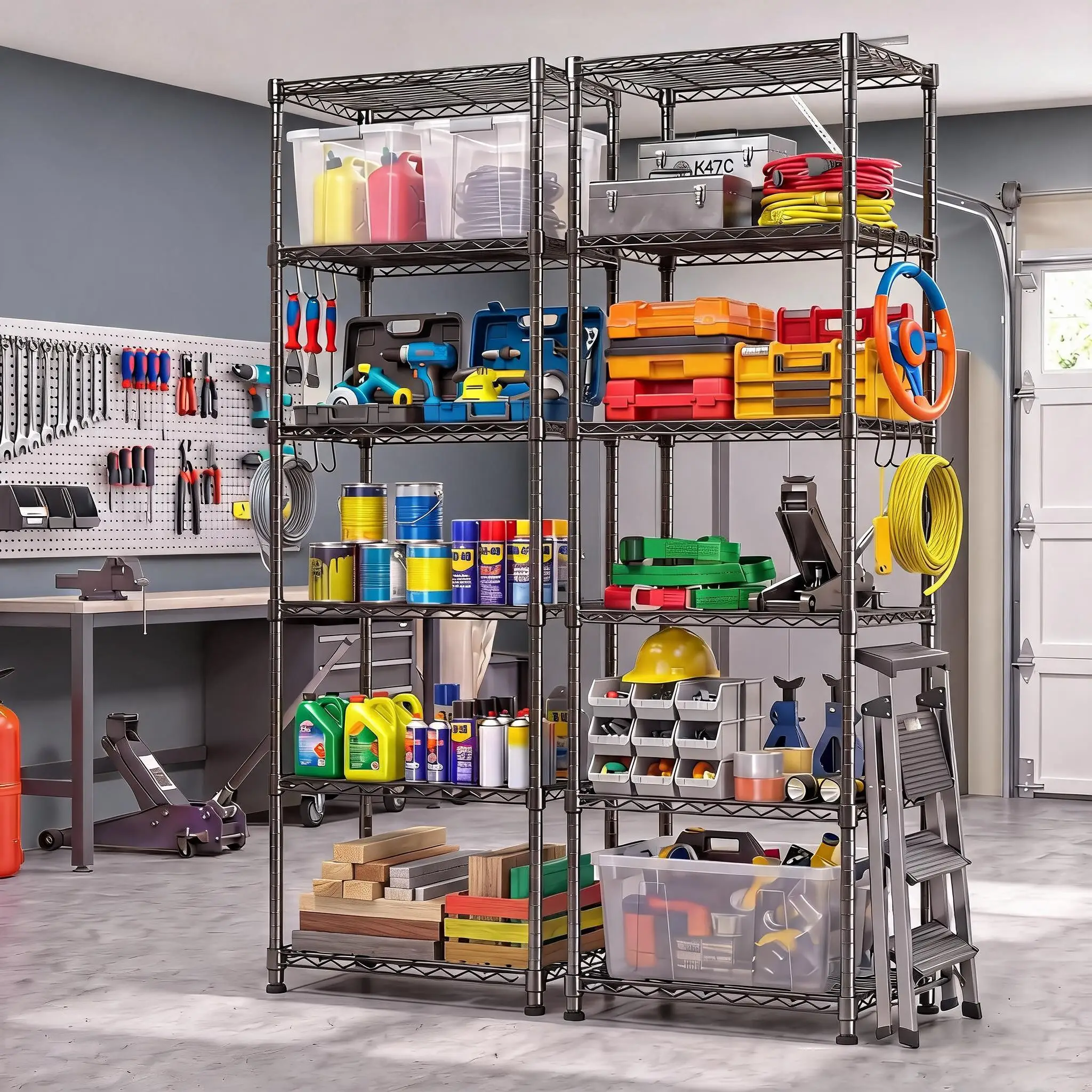 Scaffalatura in filo metallico per carichi pesanti, 1200 libbre, con 6 ripiani regolabili, struttura in acciaio, 73,2 pollici, scaffali metallici autoportanti per garage, dispensa, cantina,