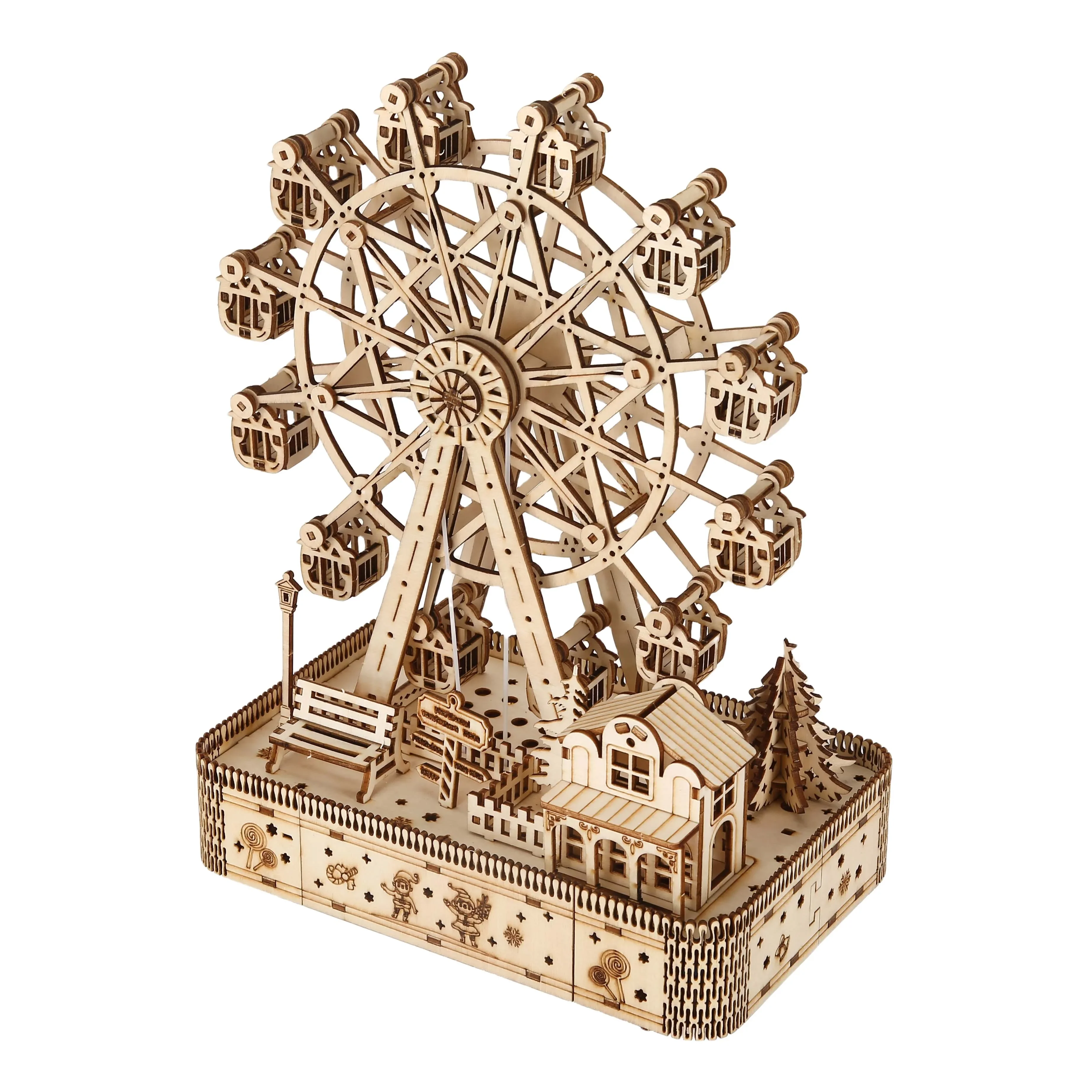 ferris wheel Model DIY 3D Wooden Puzzle Building Block Kits Assembly Toy Birthday Gift For Kids Adult Home Decor