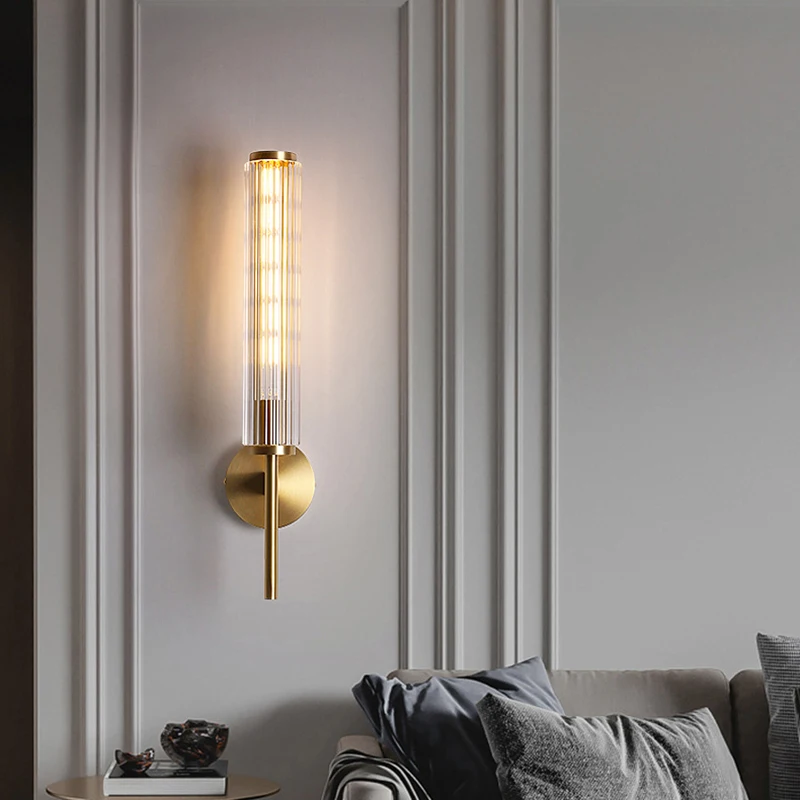 Imagem -03 - Modern Clear Glass Wall Light Gold Brass Indoor Foyer Lâmpada do Quarto E27 Bulbo Dropshipping Aisle Quarto Sconce