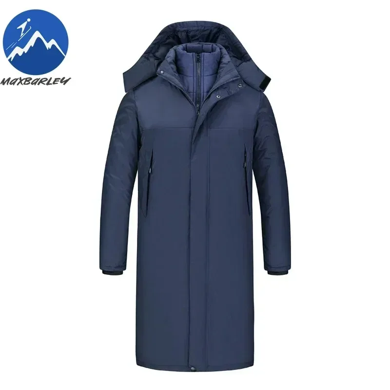 

Men Luxury Padded Jacket Long 3 in 1 Removable Two Piece Warm Lined Snowproof Quilted Jackets Thick Hooded Snow Winter Parka