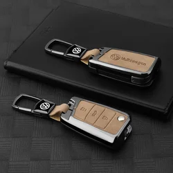 Suede Leather Car Folding Remote Key Case Cover Holder Shell for Volkswagen VW Polo Golf 7 MK7 Tiguan passat Auto Accessories