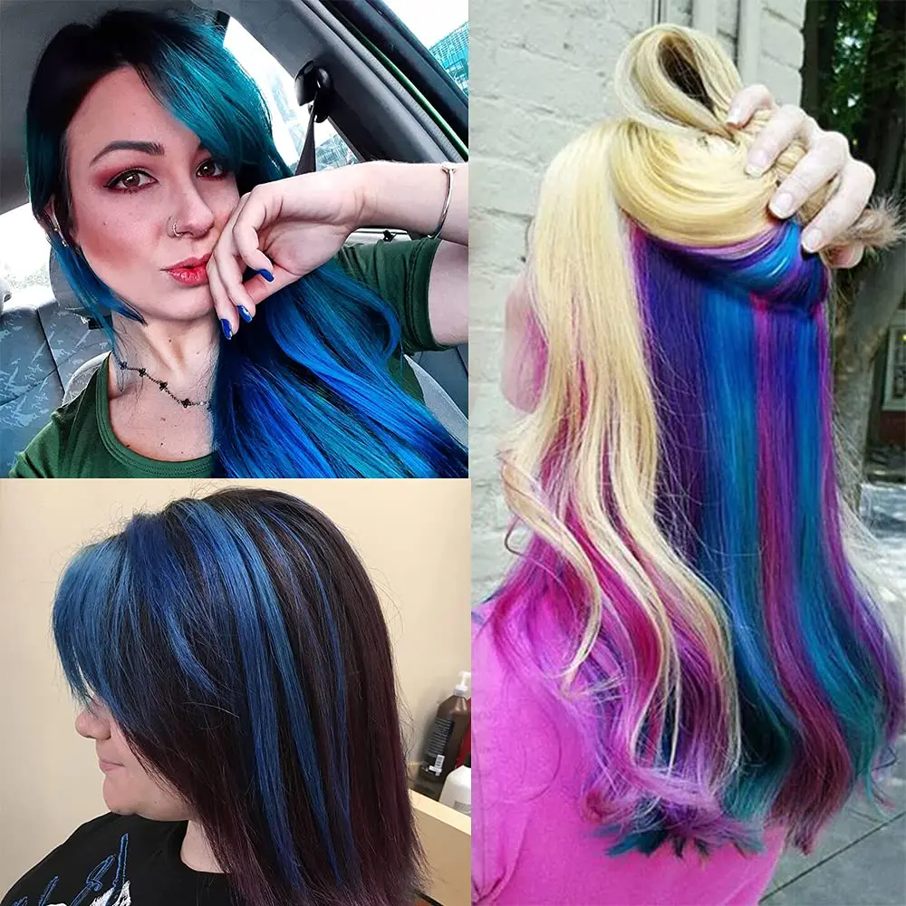 10 Stück lange, gerade, synthetische schwarze Haarverlängerungen zum Anklipsen, 55,9 cm, farbige Party-Highlights, Haarteile für Frauen, Kinder, Mädchen – Detail 16