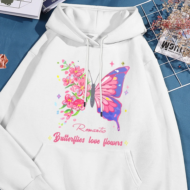 

Beautiful Butterfly Printed Sweatshirt Women Harajuku Casual Loose Hooded Fashion Versatile Hoodies Autumn Warm Female Clothes