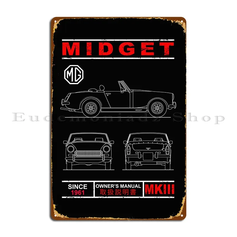 Blueprint Of The Mg Midget Metal Plaque Poster PaintingPrinting Designing Character Club Tin Sign Poster