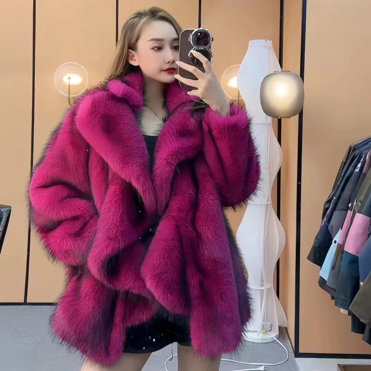 Faux Raccoon Dog Fur Coats for Women, Long Jacket, Thicken Warm Clothes, High Quality, Long, Female, Promotion, New Fashion