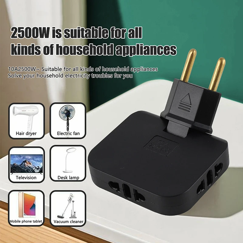 3 In 1 US To EU Plug 180 Degree Rotatable Socket Converter European Extension Plug Multi-Plug Mini Slim Wireless Outlet Adapter