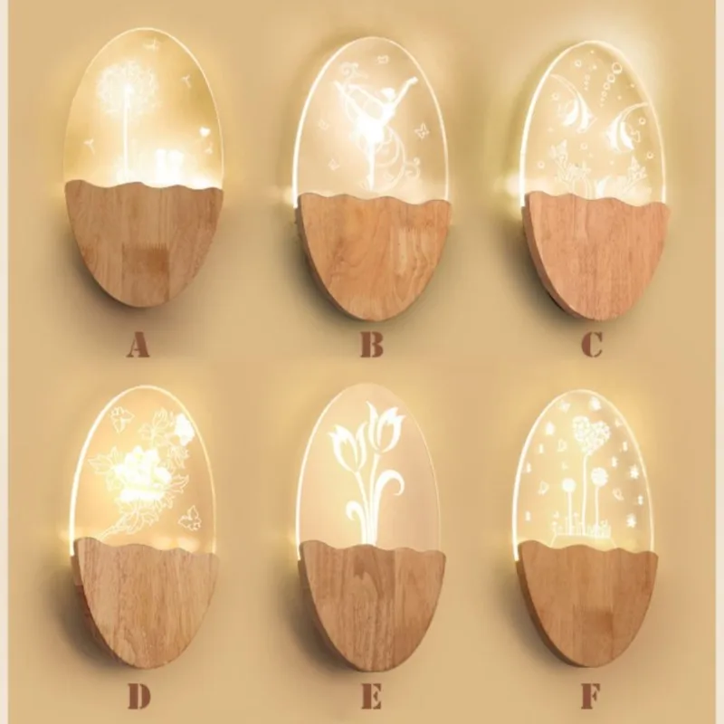 

Светодиодный настенный светильник из массива дерева, скандинавский современный и контрактный светильник для спальни