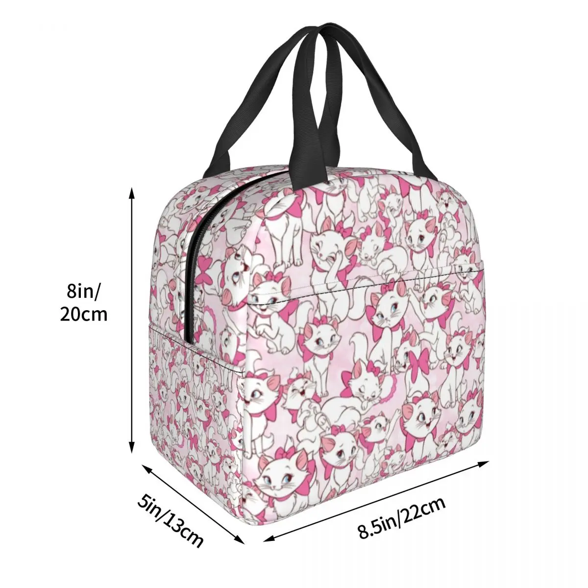 Sacs à lunch isothermes à motif Marie avec son nœud Aristochats, sac thermique réutilisable étanche, boîte à lunch fourre-tout, sacs à main alimentaires d'extérieur