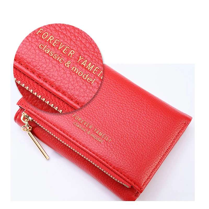 2024 new women\'s simple versatile short wallet Japanese and Korean cute card holder snap button simple 30% off multi-card sl