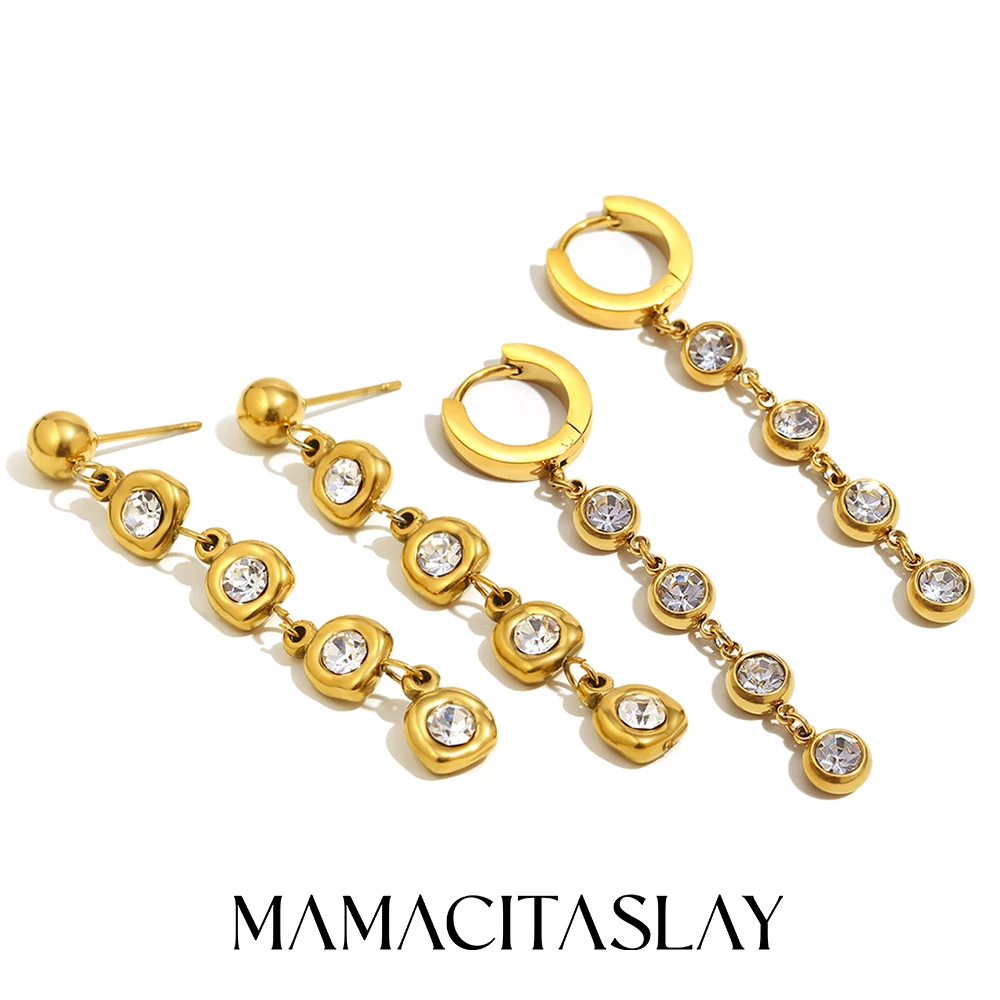 MamacitaSlay 316L Edelstahl Zirkon Quaste Ohrringe Party Trend Wasserdicht Schmuck frauen Elegante Aussage Ohrringe Geschenk