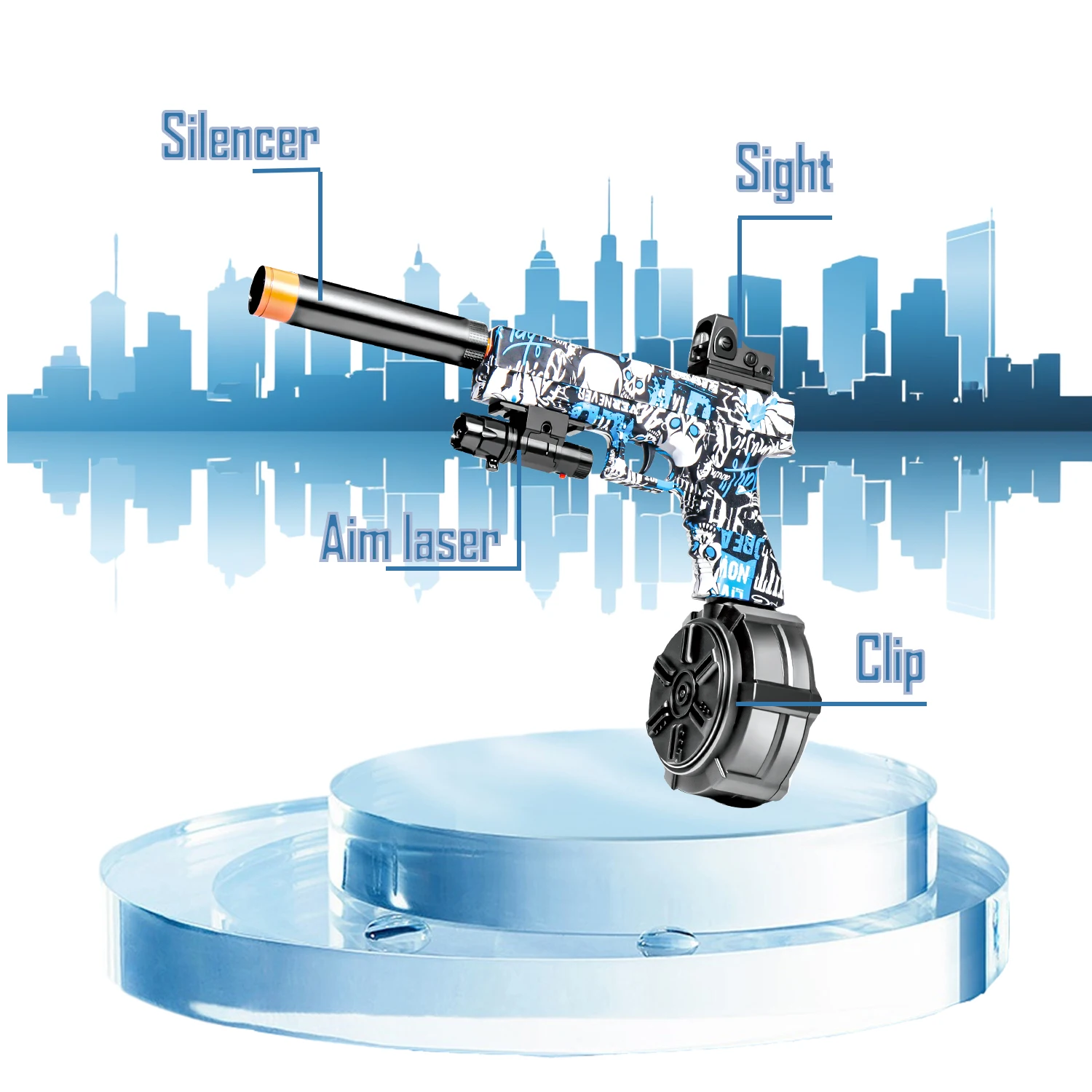 ปืนเจลไฟฟ้า! ปืนของเล่น, ปืนของเล่นแบบอัตโนมัติและแบบยิงลูกบอลอัตโนมัติเต็มรูปแบบ เหมาะสำหรับเกมยิงปืนกลางแจ้ง (ไม่มีกระสุน)