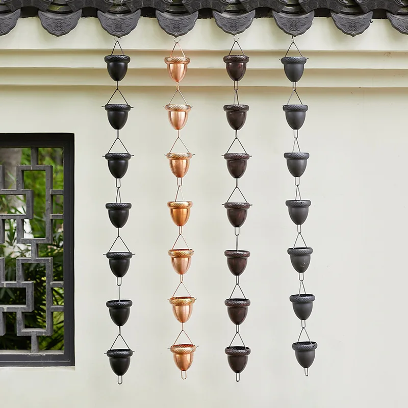 New Outdoor Acorn Rain Chain Hanging Decorative Rain Catcher Pendant For Home Outdoor Garden Gutter Roof Downspout Tool