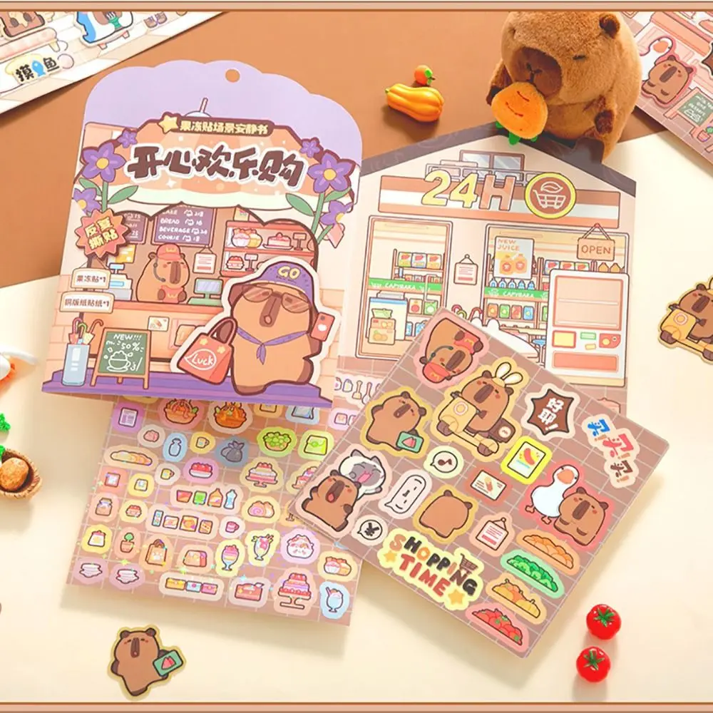 Cute PVC Capybara Sticker Handmade Cartoon Quiet Book Stationery Gifts Education Toy NEW Sticker Book