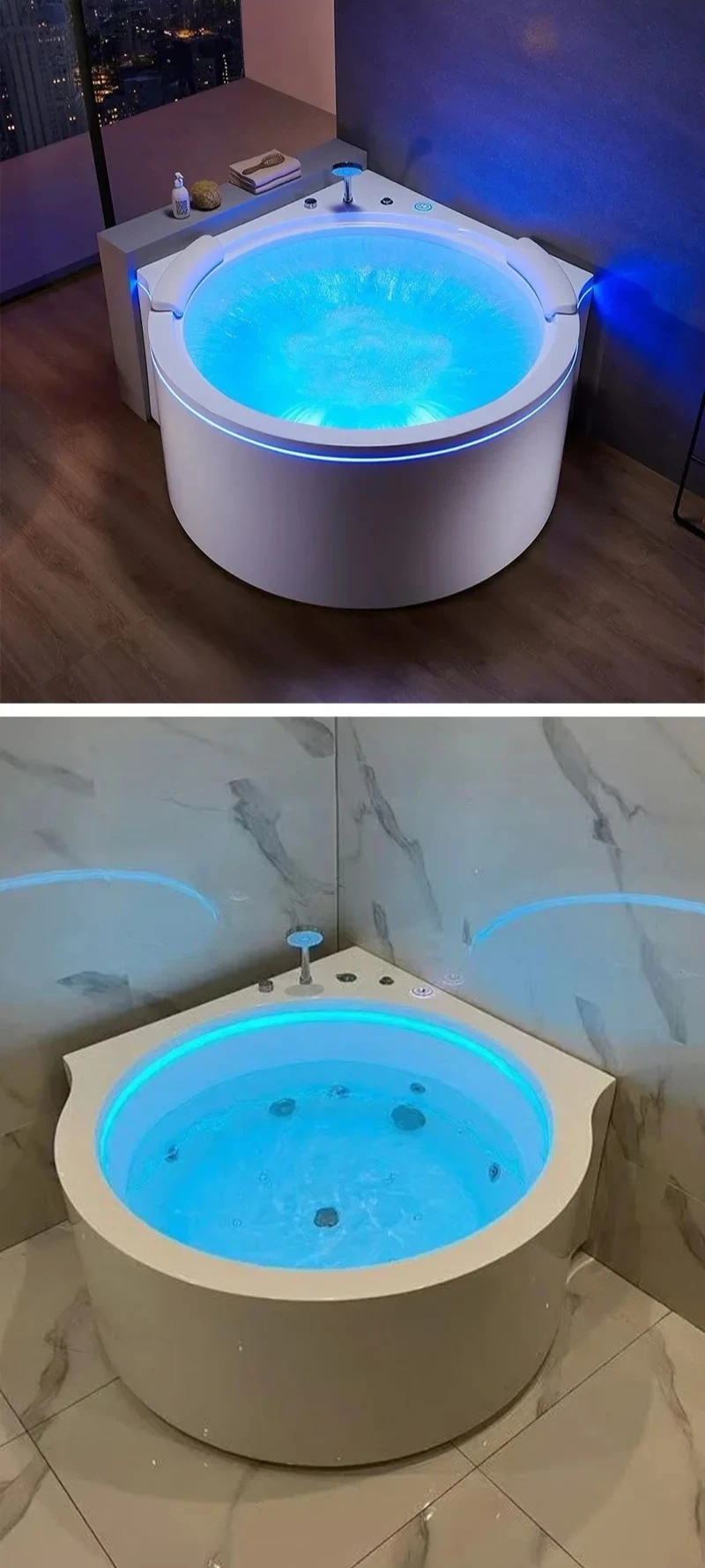 AA  Triangular Fan-shaped Bathtub Home Villa Massage Double Deep Bubble Acrylic Constant Temperature Waterfall Lantern Bubble
