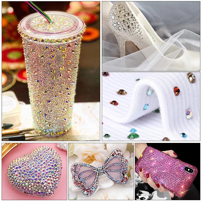 QIAO Glitter Crystal Strass SS6-SS30 3D DIY Non HotFix FlatBack Rhinestones for crafts Nail Art Stones Decorations Accessories