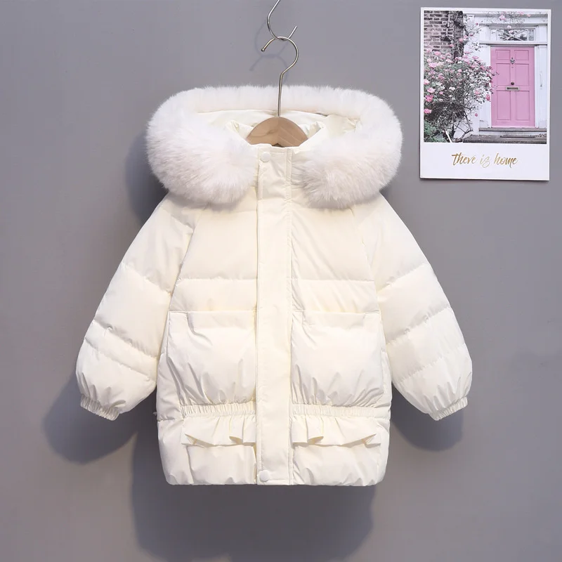 Manteau en duvet coupe-vent en coton pour filles, veste pour enfants, vêtements de ski chauds, vêtements d'hiver épais, coupe-vent en dessous de zéro, orange, 2023