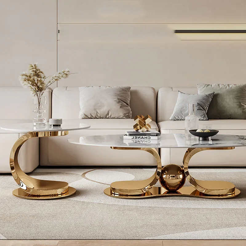 

Minimalist Gold Coffee Table Living Room Luxury Unique Modern Coffee Tables Marble Effect Premium Mesa Centro Home Furniture