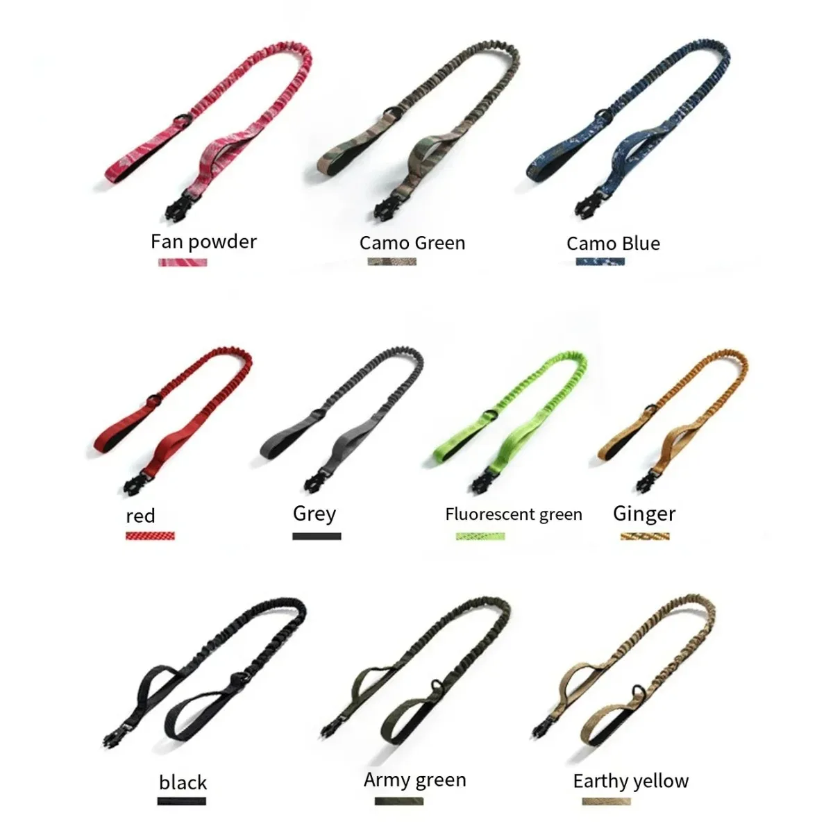 Reflective Shock Absorbing Pet Leashes with Car Seatbelt for Large Dogs Heavy Duty Tactical Bungee Dog Leash No Pull Dog Leash