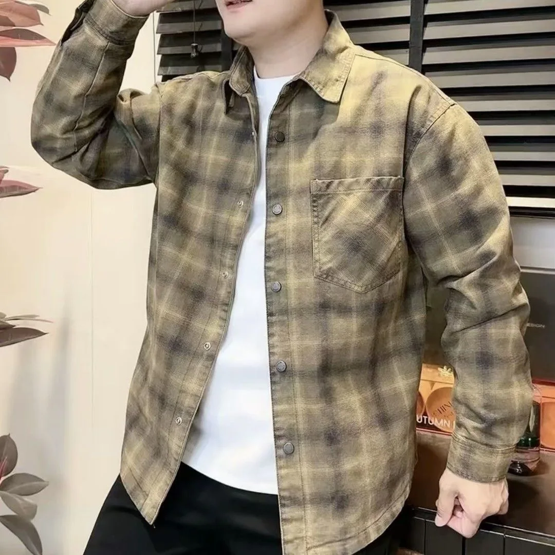 

Spring and Autumn New Fashion Trend Retro Sports Plaid Long Sleeve Shirt for Men's Casual Loose Large Size High Quality Shirt