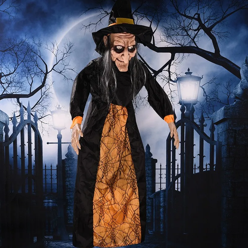 Sound‑Activated Halloween Hanging Ghost Animatronic Prop Electric Light Up Spooky Toy for Haunted House Bar Party Decor