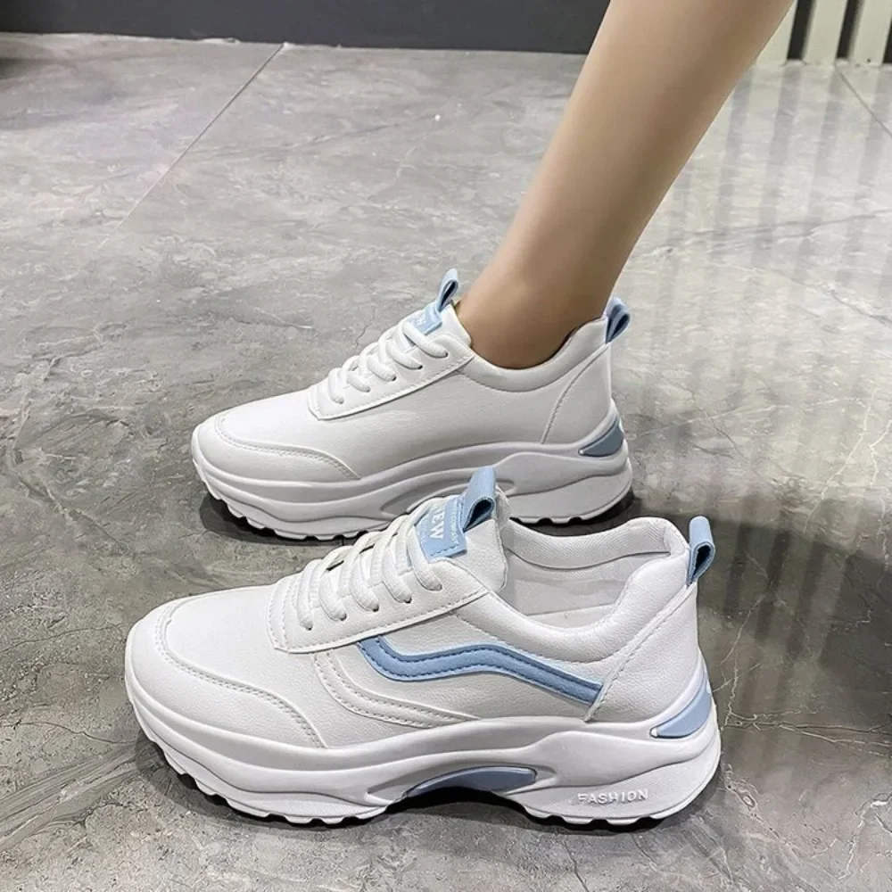 Casual Women Thick-soled Sneakers Fashion Spring Autumn Summer spring autumn  lace-up  Vulcanized Shoes Mesh Rubber Non-slip New
