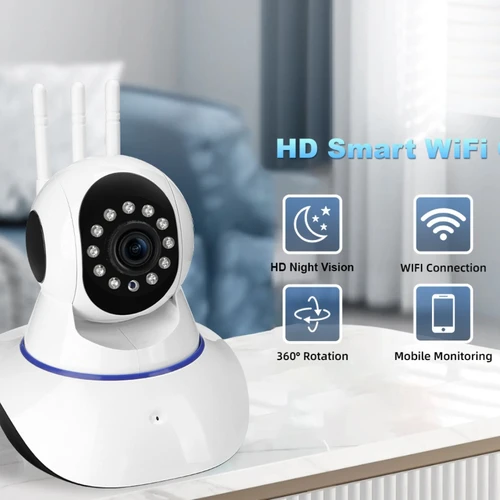 Imagen 2 del producto Cámara de vigilancia inalámbrica remota Wifi, cámara interior de tres antenas, máquina vibratoria inteligente para agitar la cabeza, visión nocturna