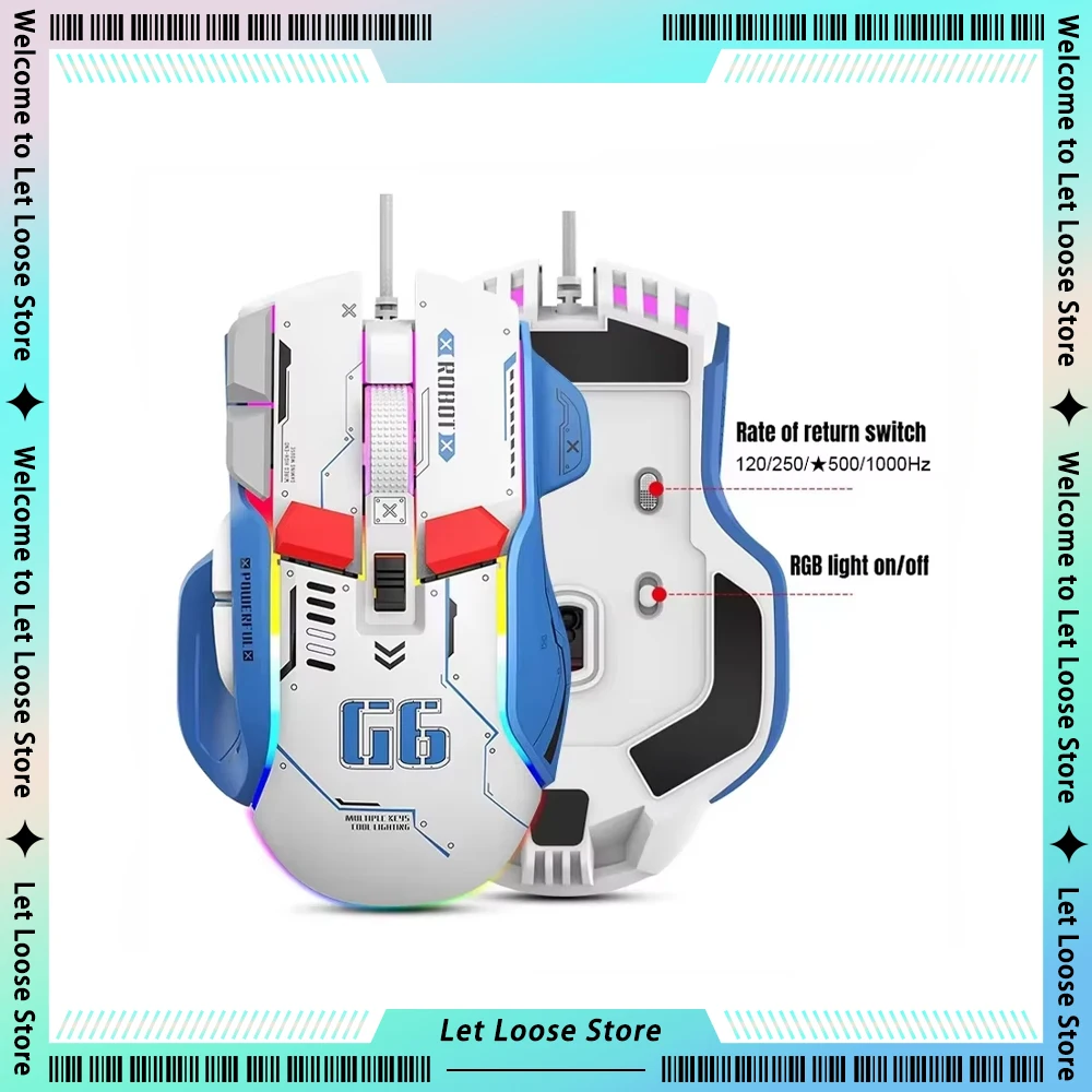 G6 Mechanical Gaming Mouse 2.4G Wired Bluetooth Three Mode Long Battery Life RGB Low Delay Ergonomic E-sports Mouse Customize