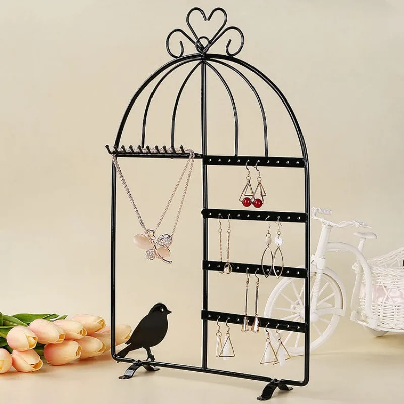 Iron Metal birdcage Jewelry Display Stand Organizer Rack Hanging Wall for Women Earrings Necklaces Bracelets Storage Holders