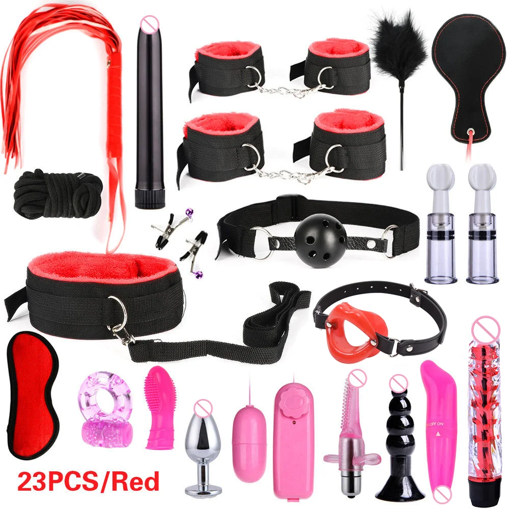 BDSM Bed Restraint Kit Sex Bondage Adult Toys for Couples with Handcuffs Wide Strap, Adjustable Length Quick Installation
