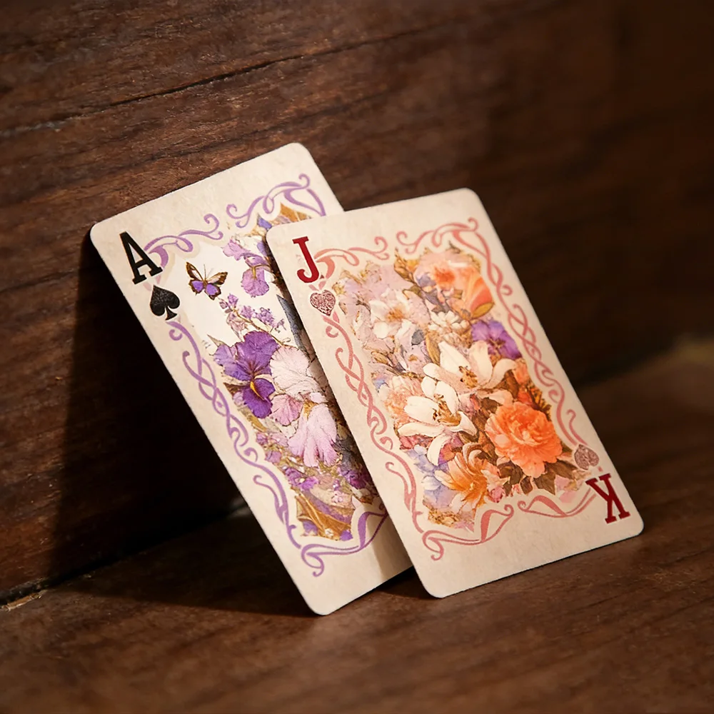 55 Secret Garden Floral Playing Cards (9.0x6.0cm), Vintage Floral Illustration Deck, Perfect for Adults and Collectors