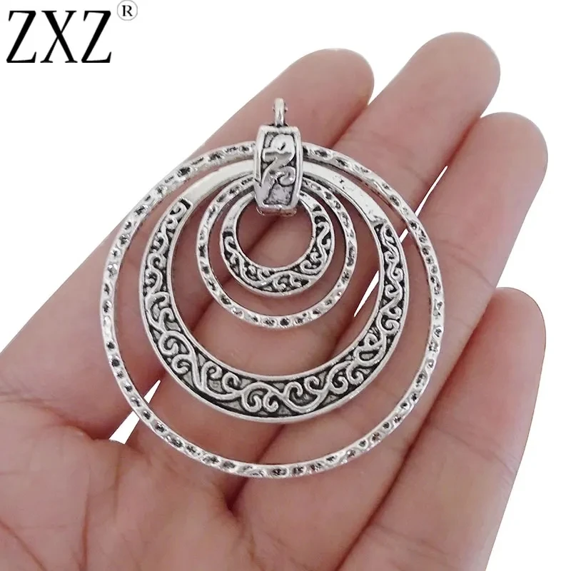 2pcs Bohemia Mix Style Large Multi Circles Simple Charms Pendants for DIY Vintage Necklace Jewelry Making Findings Crafts