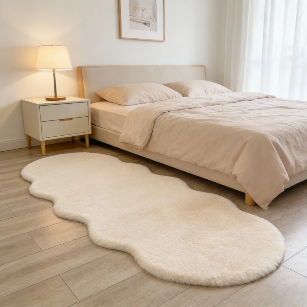 1PC Oval Plush  Fluffy Carpet Soft Imitation Rabbit Fur Mat  Irregular Rugs for Children's Bedside Rug Winter Sofa Chair 러그 카페트