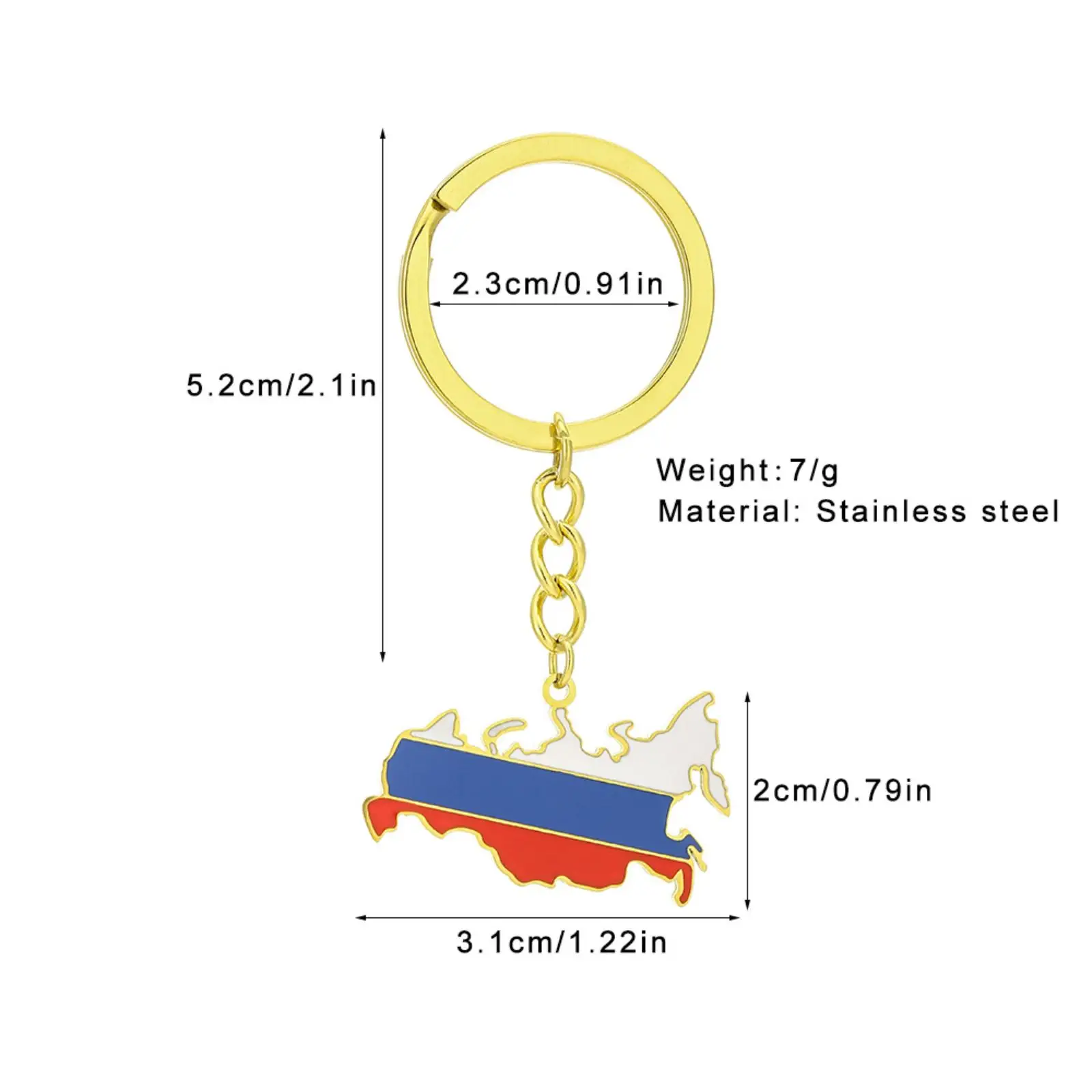 Russland-Kartenflaggen-Anhänger Schlüsselanhänger Edelstahl-Schmuck Schlüsselring Reisesouvenir Geschenk für Männer und Frauen – Detail 7