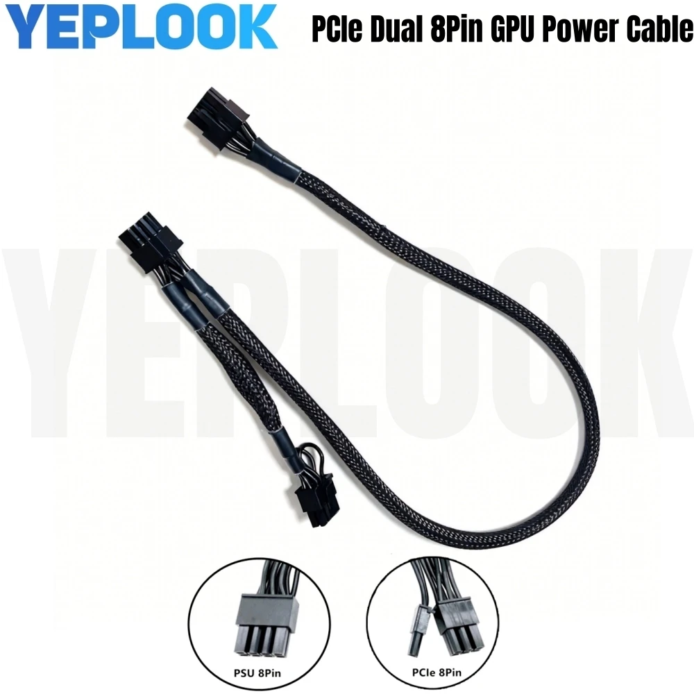 

Кабель питания PCIe Dual 8Pin 6+2 с сеткой 60+20CM 18AWG GPU для модульной мощности Corsair AX1600i, AX1500i, AX1200i, AX860i, AX760i