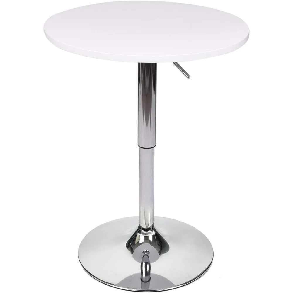 

Bar Table Adjustable Height Swivel 360 Degrees Round Tall Cpunter Height Pub Desk White