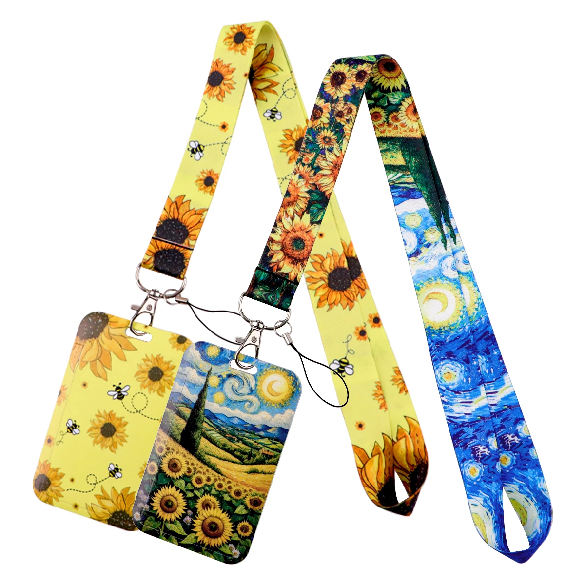 

Van Gogh Sunflower Bees Lanyard Neck Strap Keychain ID Card Cover Badge Holder Mobile Phone Hang Rope Keyring Accessories Gifts