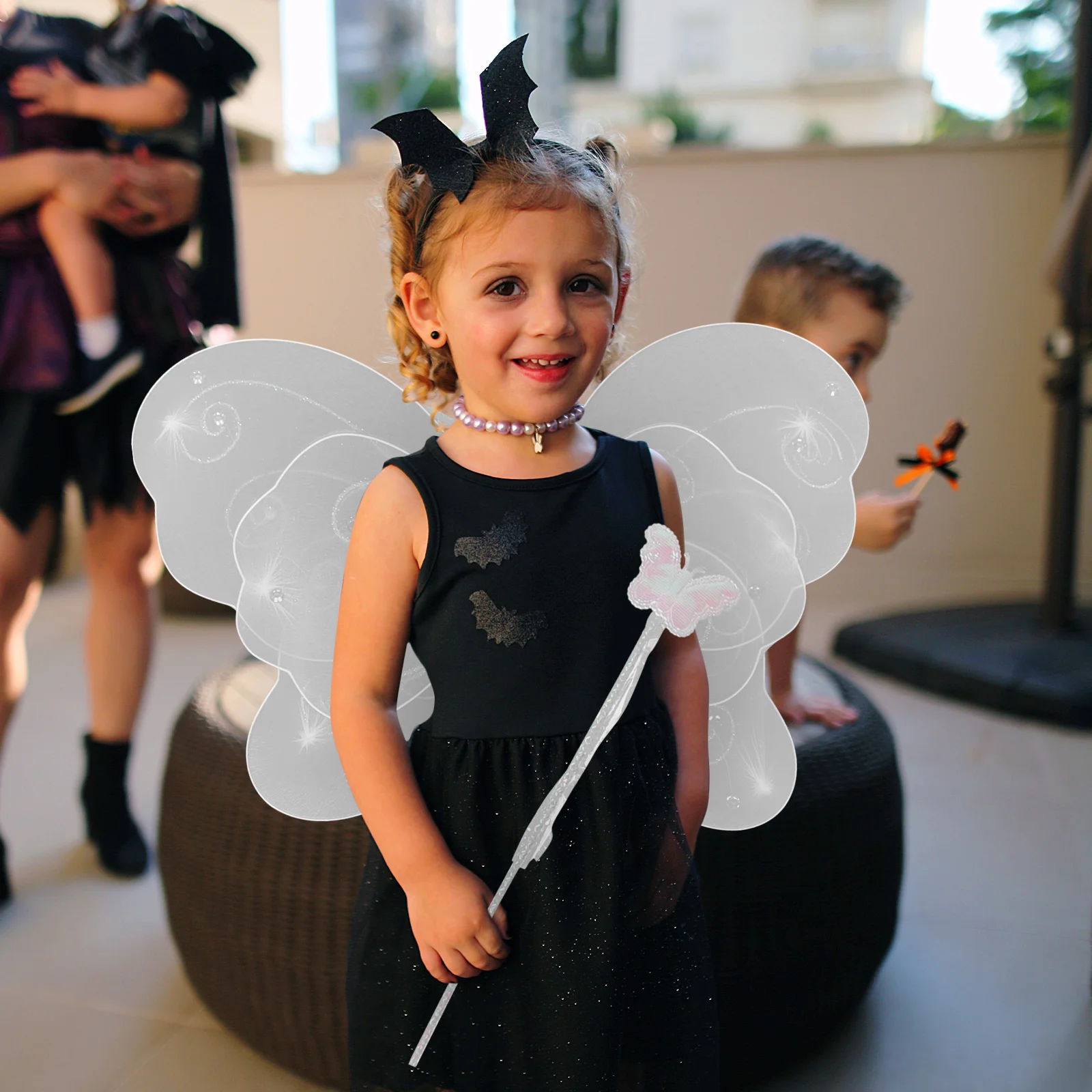 

Angel Wings Kids Costume White Double Layer Butterfly Props Princess Dance Dress Stage Party Performances Comfortable Material