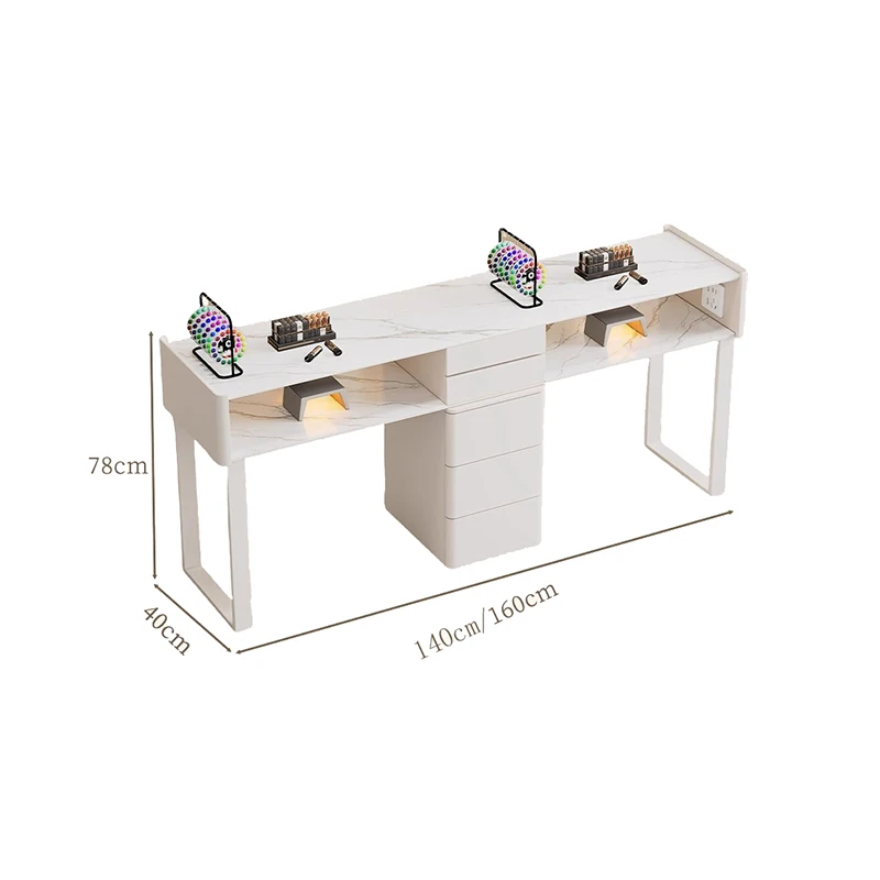 Minimalist Modern Nail Table Design Rectangular Glass Top Elegant Nail Desk Chic Trendy Table Manucure Nail Salon Furniture